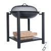 KJ Fire Bowl with Legs & Log Grate Black - Image 3