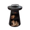 KJ Fire Bowl with Wood Storage Black - Image 2