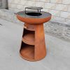 KJ Fire Bowl with Wood Storage Corten Rusty - Image 5