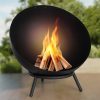 KJ Fire Pit Bowl with Log Grate Metal Carbon Black - Image 8