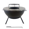 KJ Fire Pit Bowl with Log Grate Metal Carbon Black - Image 2
