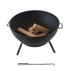 KJ Fire Pit Bowl with Log Grate Metal Carbon Black - Image 5