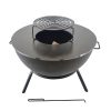 KJ Fire Pit Bowl with Log Grate Metal Carbon Black - Image 6