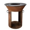 KJ Fire Pit with Wood Storage & Handles Corten Rusty - Image 2