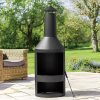 KJ Wood Fire Outdoor Chimenea with Log Grate Black - Image 8