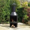 KJ Wood Fire Outdoor Chimenea with Log Grate Black - Image 7