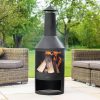 KJ Wood Fire Outdoor Chimenea with Log Grate Black - Image 6