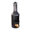 KJ Wood Fire Outdoor Chimenea with Log Grate Black - Image 2