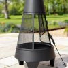 KJ Wood Fire Outdoor Chimenea with Stick Grid Black - Image 9