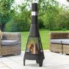 KJ Wood Fire Outdoor Chimenea with Stick Grid Black - Image 11