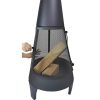 KJ Wood Fire Outdoor Chimenea with Stick Grid Black - Image 8