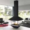 TRAFORART SPAIN Wood Fire Central Gaia With Glass Black