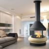 TRAFORART SPAIN Wood Fire Central Zeus With Glass Black