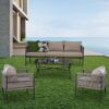 NB Sofa Set - Grey - Beige - (TT-057-8) Grey.Brown - Image 2