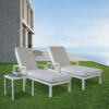NB 2 Sun Loungers+Table White Frame A15700 L.Grey - Image 2