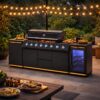 EUREKA Gas & Charcoal BBQ grill stainless steel 6+1+1 burners + Cabinet Storage + Fridge - Image 2